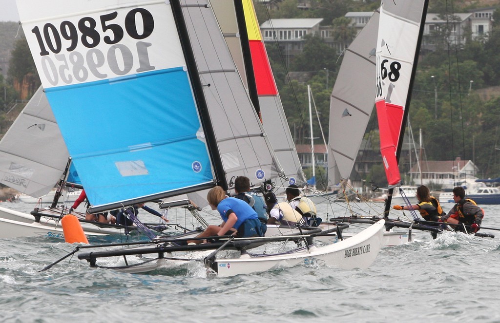Action at the offset mark - Sailing Scene International Youth Challenge photo copyright Crosbie Lorimer http://www.crosbielorimer.com taken at  and featuring the  class