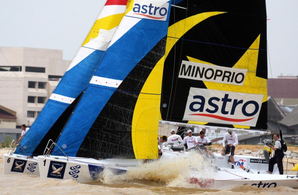 Adam Minoprio (foreground) heads to the start line in his semi final match against Ian Williams. Day 5 Monsoon Cup 2008 photo copyright Sail-World.com /AUS http://www.sail-world.com taken at  and featuring the  class