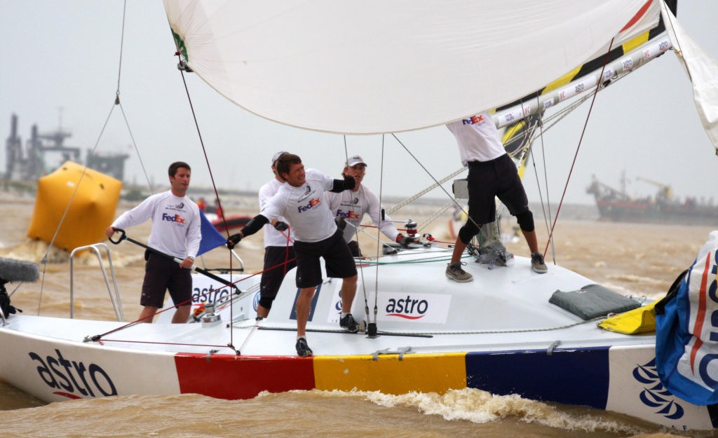 Adam Minoprio and his BlackMatch Racing crew on their way to the Finals. Semi Final Day 5 Monsoon Cup 2008 photo copyright Sail-World.com /AUS http://www.sail-world.com taken at  and featuring the  class