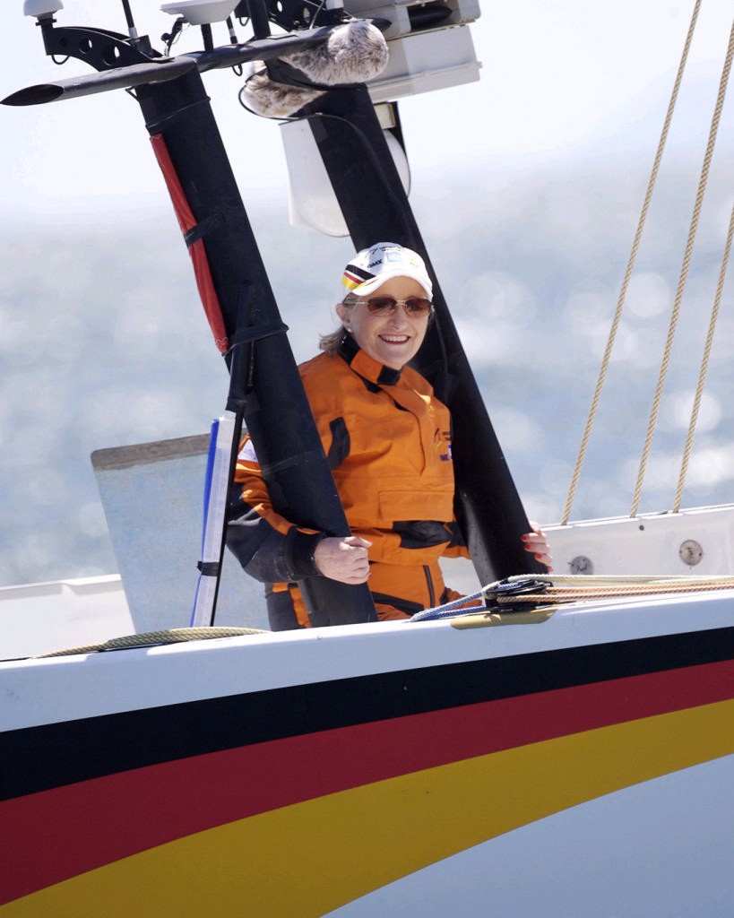 Angelika Volquartz, Mayoress of Kiel, on board Germany I as 18th person – for her it was an “unforgettable experience” despite the abandoned races. photo copyright Richard Walch  taken at  and featuring the  class