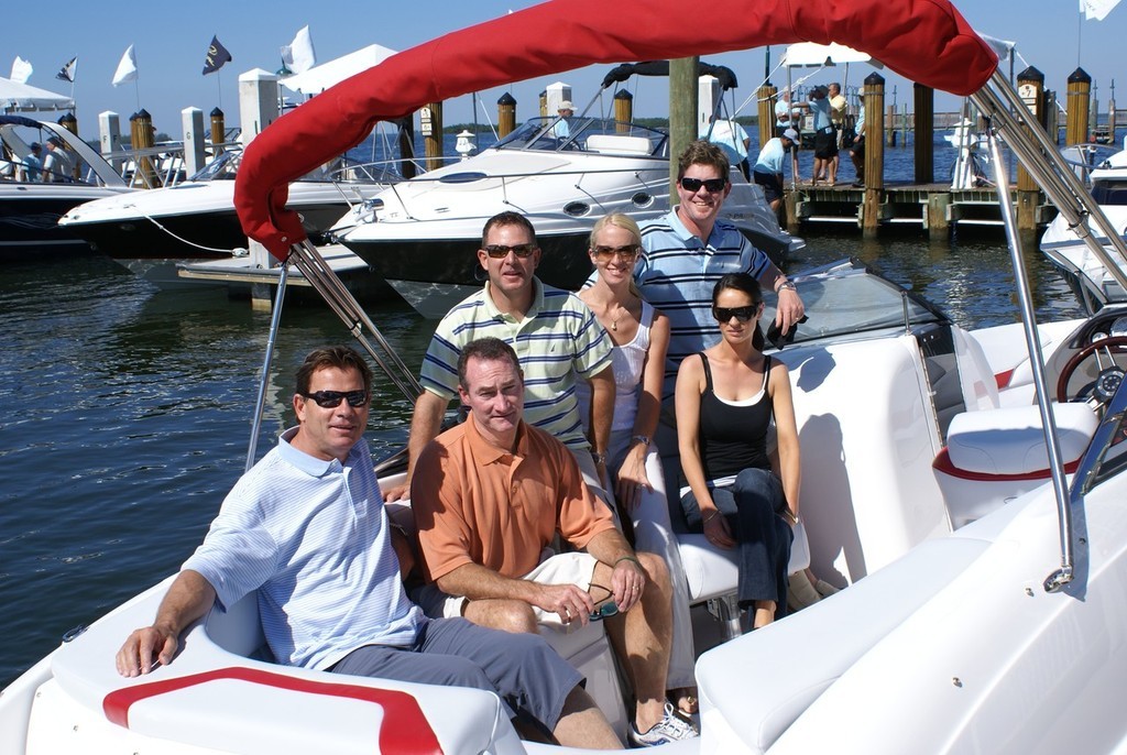 The Aussie crew at the Regal conference, left to right Mark Chapman (Chapman Marine Group), Ross Brown, US-based business partner of Gold Coast dealership Going Boating. Tim Catanese, Fiona Catanese (Going Boating) Melanie Swan and, back row, Brett Swan, Victorian dealer Going Boating. The Gold Coast and Melbourne dealerships share only the Going Boating name - they are not otherwise connected. - Regal dealer meeting © Bob Wonders