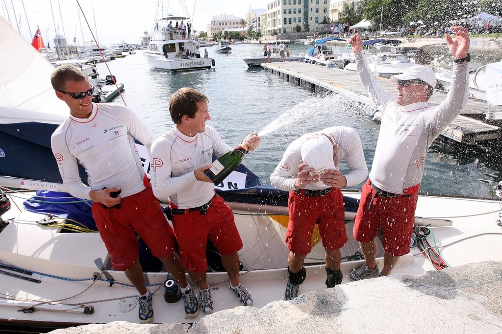 The celebrations continue ashore for Johnnie Berntsson and crew on the final day of King Edward VII Gold Cup © WMRT http://www.worldmatchracingtour.com