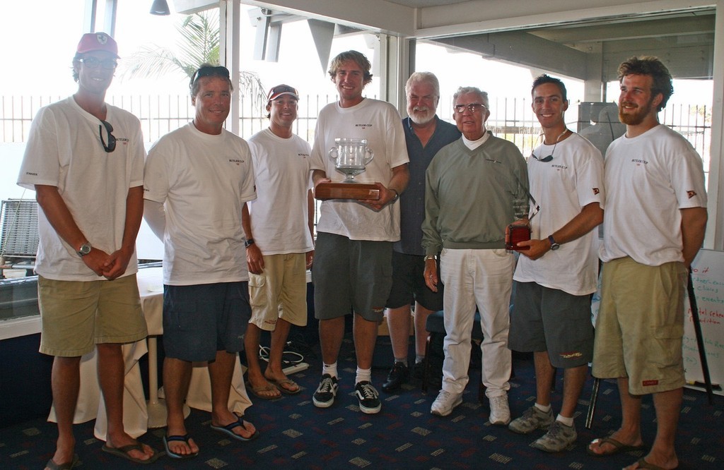 Chris Nesbitt (third from left) and his team pose with the Butler Cup and Frank Butler (third from right) after their win. - Butler Cup photo copyright Rick Roberts  taken at  and featuring the  class