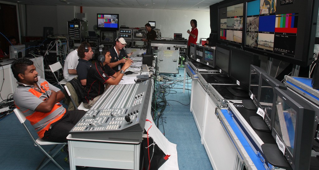 the Astro media centre where the tv is transmitted  from during the  Monsoon Cup 2009. Kuala Terengganu, Malaysia. 3 December 2009. Photo: Brendon O’Hagan/Subzero Images © Gareth Cooke Subzero Images/Monsoon Cup http://www.monsooncup.com.my