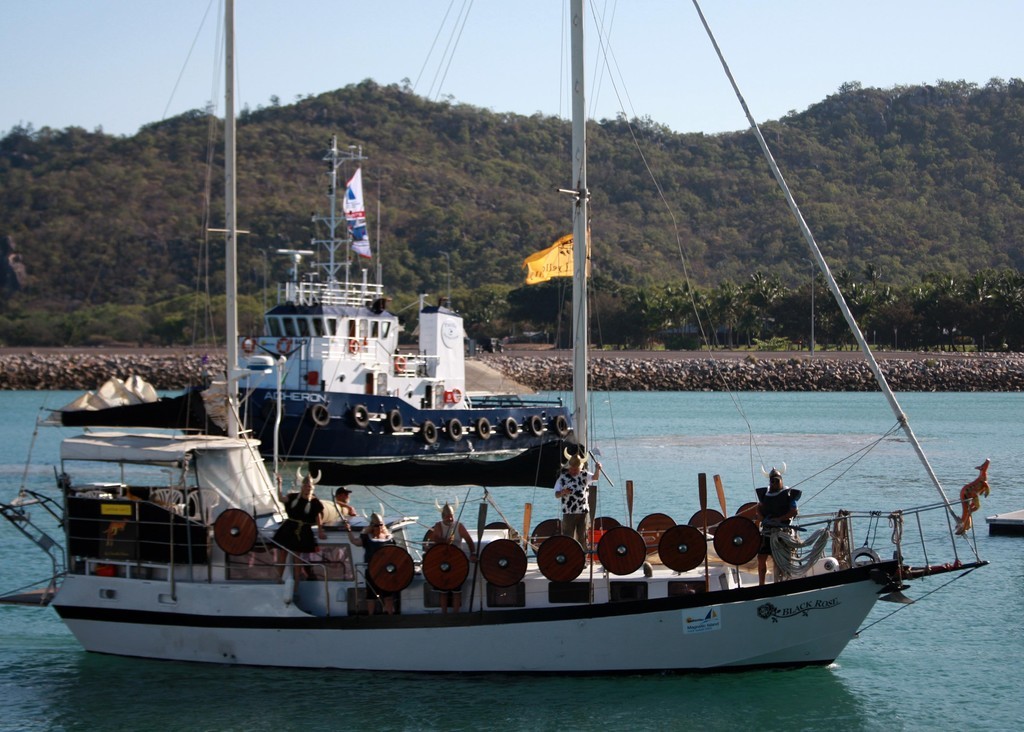 Viking Ship Black Rose with the start boat Acheron in the background - Sunferries Magnetic Island Race Week Day 4  
 photo copyright Sail-World.com /AUS http://www.sail-world.com taken at  and featuring the  class