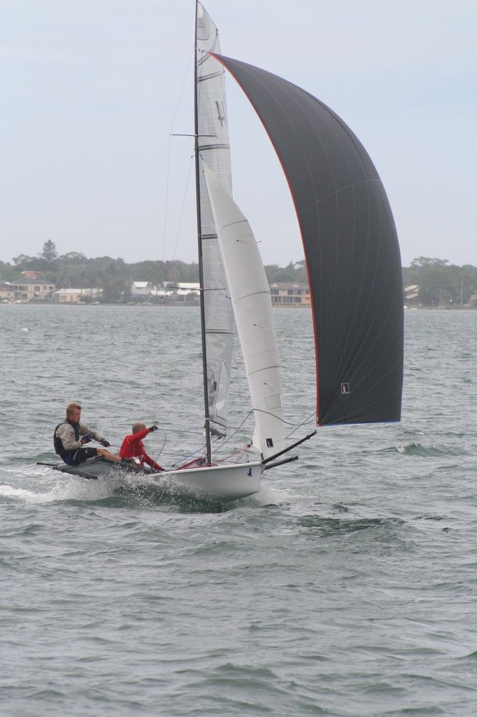 Blown Seal - Kelvin Boyle and Mike McDonald, VIC - 8th place overall in brand new boat - Australian B14 Championships, Belmont, Lake Macquarie photo copyright Rafael Heale taken at  and featuring the  class