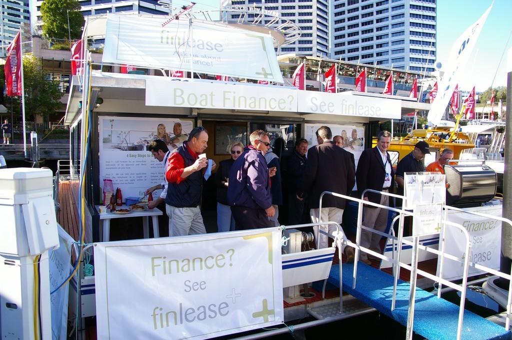 Finlease’s house boat office at Sydney International Boat Show photo copyright Finlease htttp://www.finlease.com.au taken at  and featuring the  class