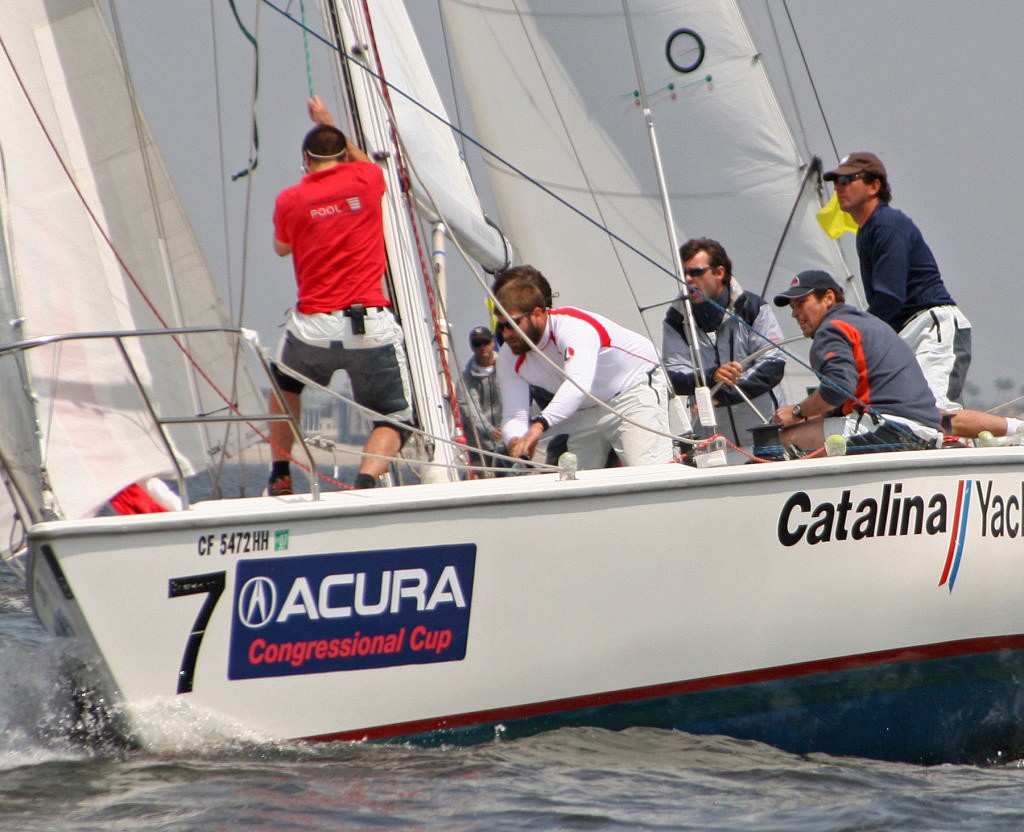 France's Damien lehl (3rd from right) sailed a perfect 5-0 day. - 2007 Congressional Cup photo copyright Rich Roberts http://www.UnderTheSunPhotos.com taken at  and featuring the  class