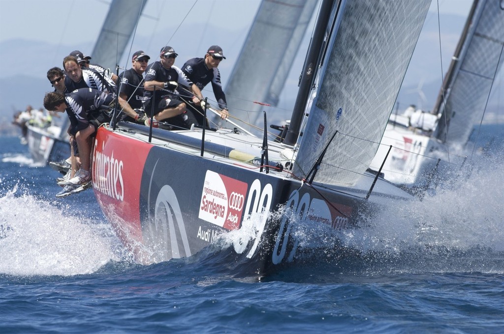 Emirates Team New Zealand TP52 NZL380 leads the fleet at the first mark in race one, day one, Sardinia Trophy, Audi MedCup 21/7/2009 © Emirates Team New Zealand / Photo Chris Cameron ETNZ 