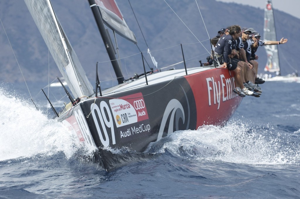 Emirates Team New Zealand NZL380 tunes up before racing was abandoned on day one. Caja Mediterra´neo Region of Murcia Trophy, MedCup 2009.  &copy; Emirates Team New Zealand / Photo Chris Cameron ETNZ 