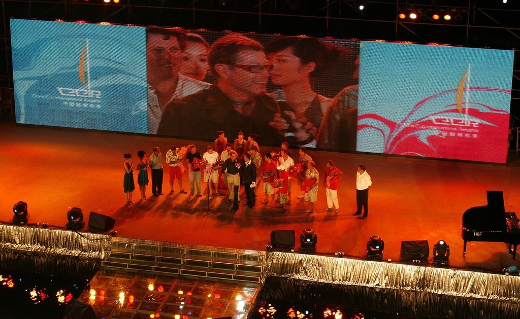 Ray Roberts and the Quantum Racing crew on stage to receive the China Cup.  China Cup International Regatta 2007 © Guy Nowell http://www.guynowell.com