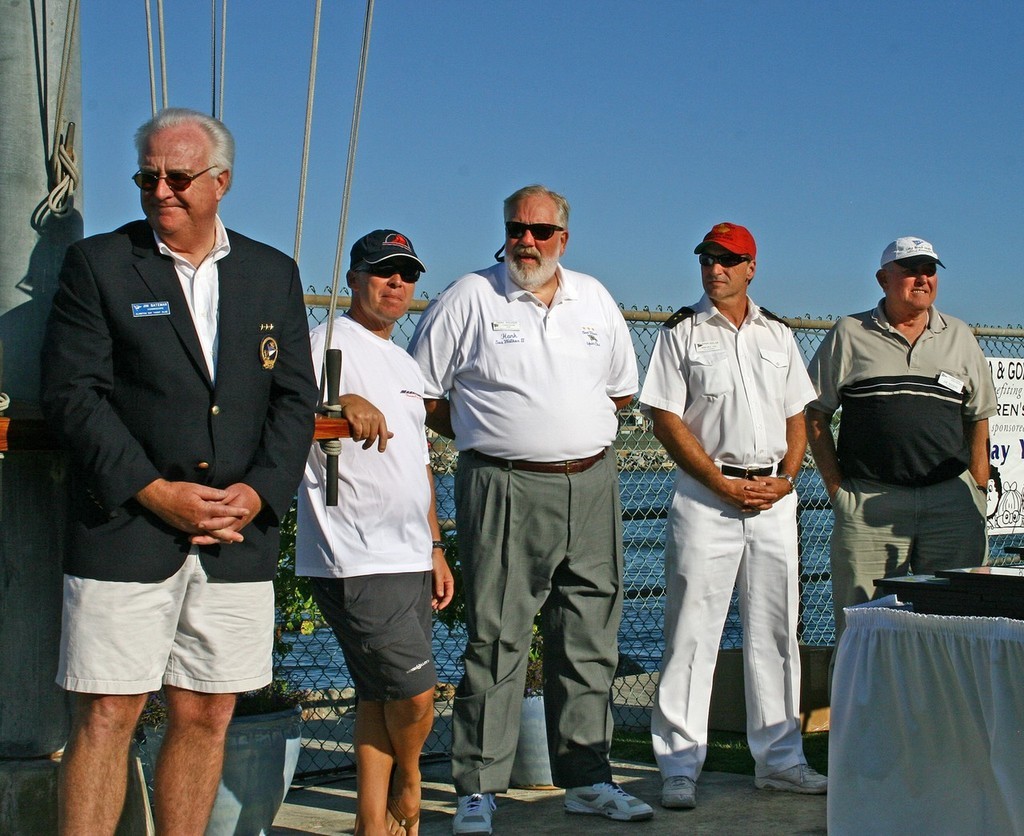 (l-r) Commodores Jim Bateman, ABYC; Mike Van Dyke, LBYC; Hank Walker, SBYC; Warren Wolfe, SYC and Joe Rogers, LBSSYC - 21st Annual Charity Regatta © Rick Roberts 