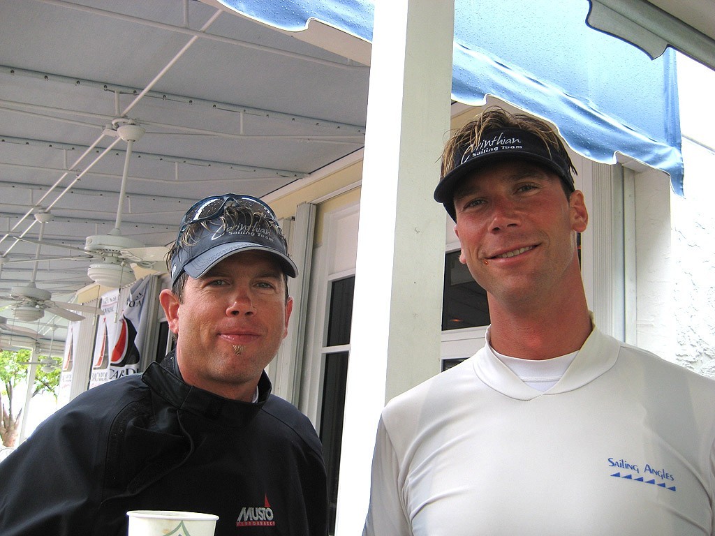 Michael Marzahl ad Eric Lidecis (with ketchup on his cheek) after cheeseburgers - 81st Annual Bacardi Cup © Lynn Fitzpatrick