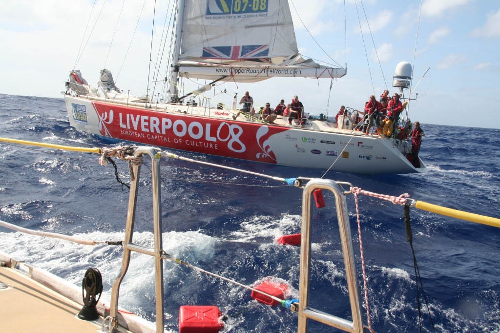 Transferring fuel from Liverpool - Clipper 07-08 © Clipper Ventures PLC . http://www.clipperroundtheworld.com
