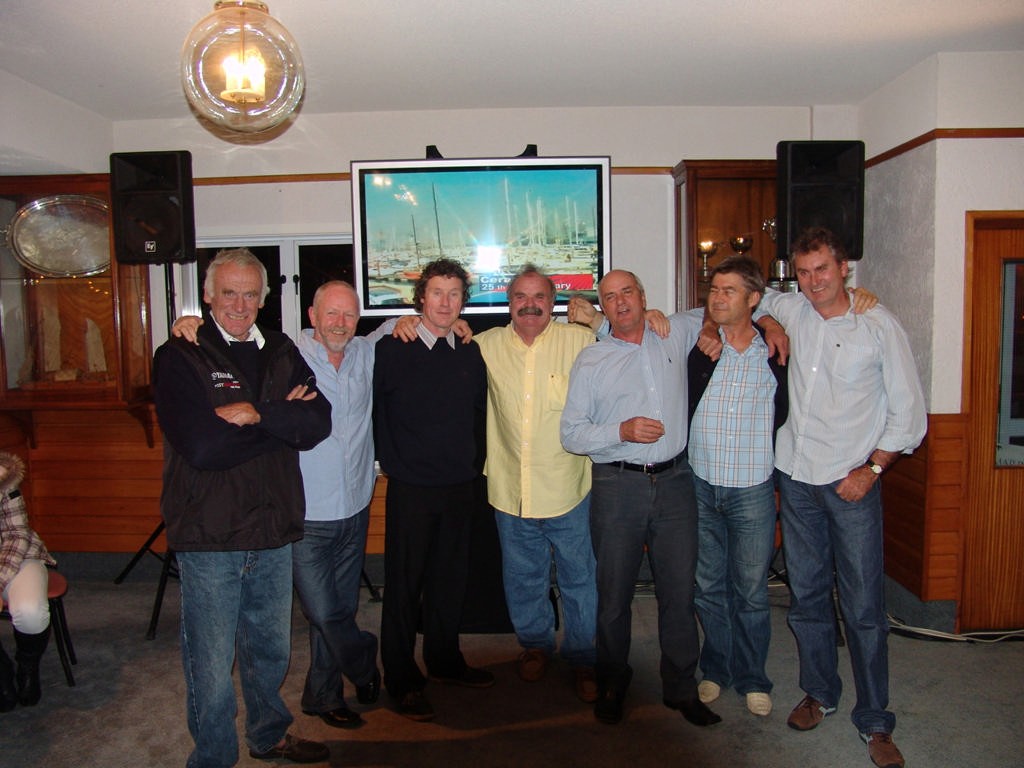 Richard Macalister (3rd from left) one of the seven surviving crew of Ceramco NZ (from left) Paul von Zalinski, Don England, Richard MacAlister, Simon Gundry, John Newton, Richard White and Owen Rutter photo copyright Richard Gladwell www.photosport.co.nz taken at  and featuring the  class