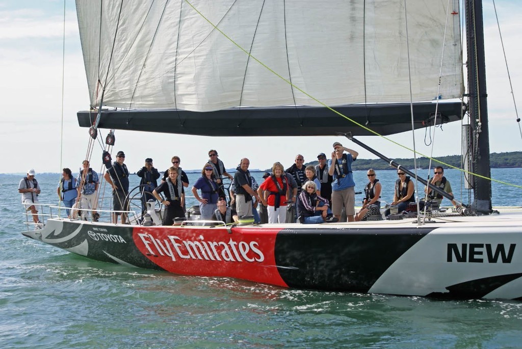 15 guest crew and five regular crew sail on each yacht in the match racing © Richard Gladwell www.photosport.co.nz