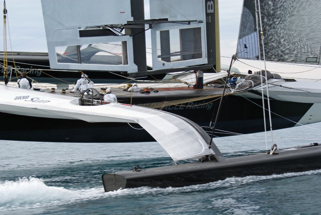 Doing 22kts in 2kts of true wind - Practice Day, 2010 America’s Cup © Richard Gladwell www.photosport.co.nz
