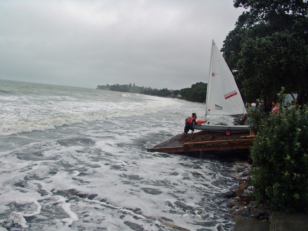 A Laser Radial was the largest craft that could negotiate the temporary ramp at the Tornado World Championships © Richard Gladwell www.photosport.co.nz