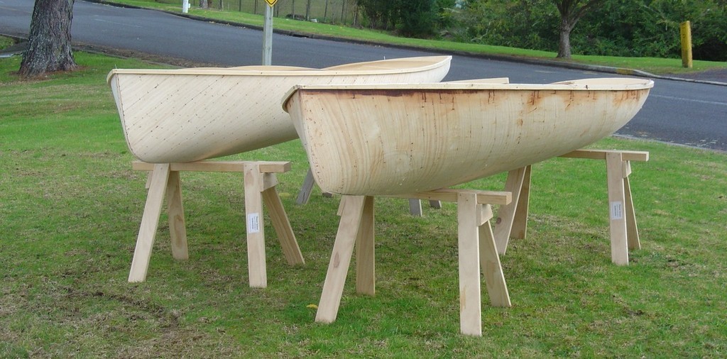 The Townson designs, Nimble and a Zephyr outside the Auckland Traditional Boatbuilding School in Hobsonville © SW
