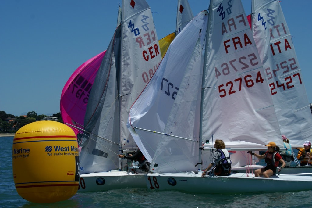 Rounding the last mark in Day 2, Race 1 before the wind shifted 180 degrees. © Sail-World.com /AUS http://www.sail-world.com
