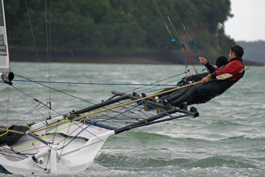 Chris Skinner and crew, 18fters ANZAC Regatta - 26 April - Race 3 © Richard Gladwell www.photosport.co.nz