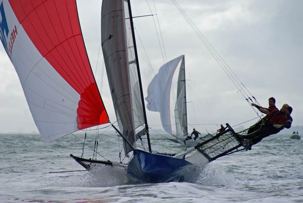 Quantum Sails (Chris Skinner) 18fters ANZAC Regatta - 26 April - Race 3 © Richard Gladwell www.photosport.co.nz