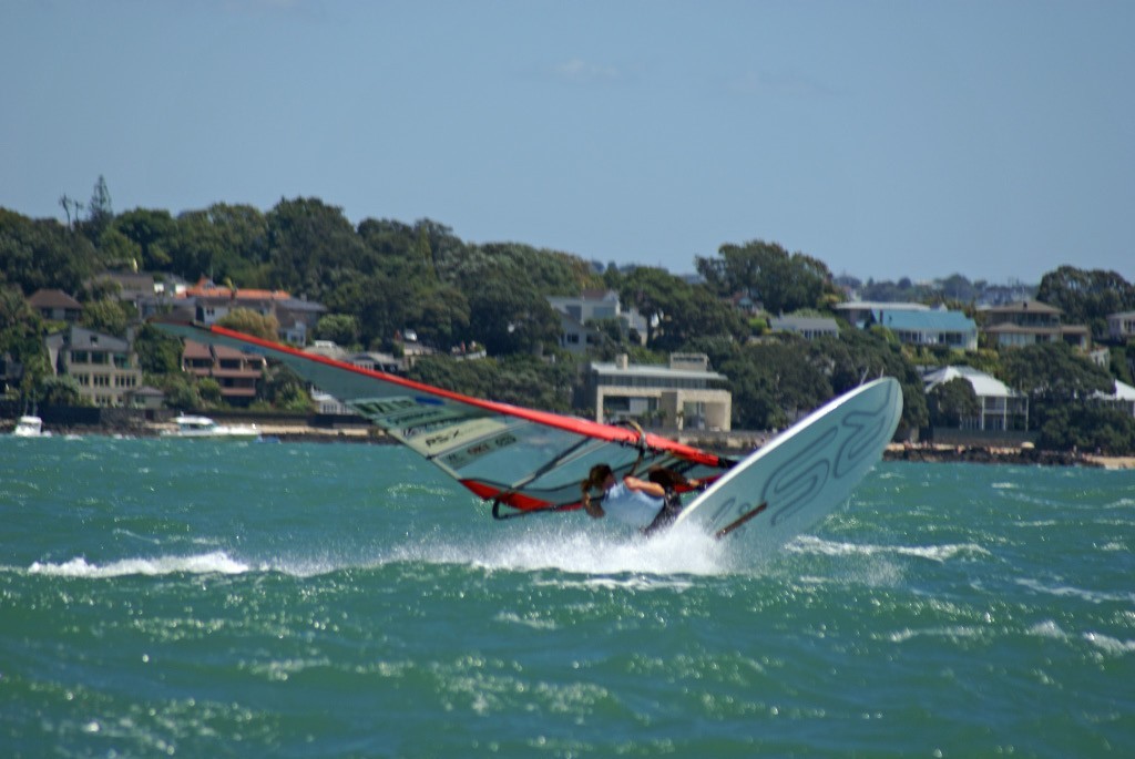 Barbara Kendall demonstrated incredible skill to escape from this near-wipeout during the 2008 RSX Worlds, Womens Medal Race, Takapuna - photo © Richard Gladwell www.photosport.co.nz