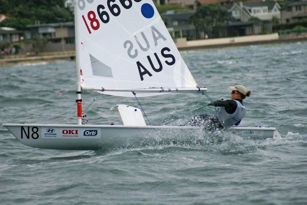 Gabrielle King (AUS) Day 6: Laser Radial Worlds at Takapuna © Richard Gladwell www.photosport.co.nz