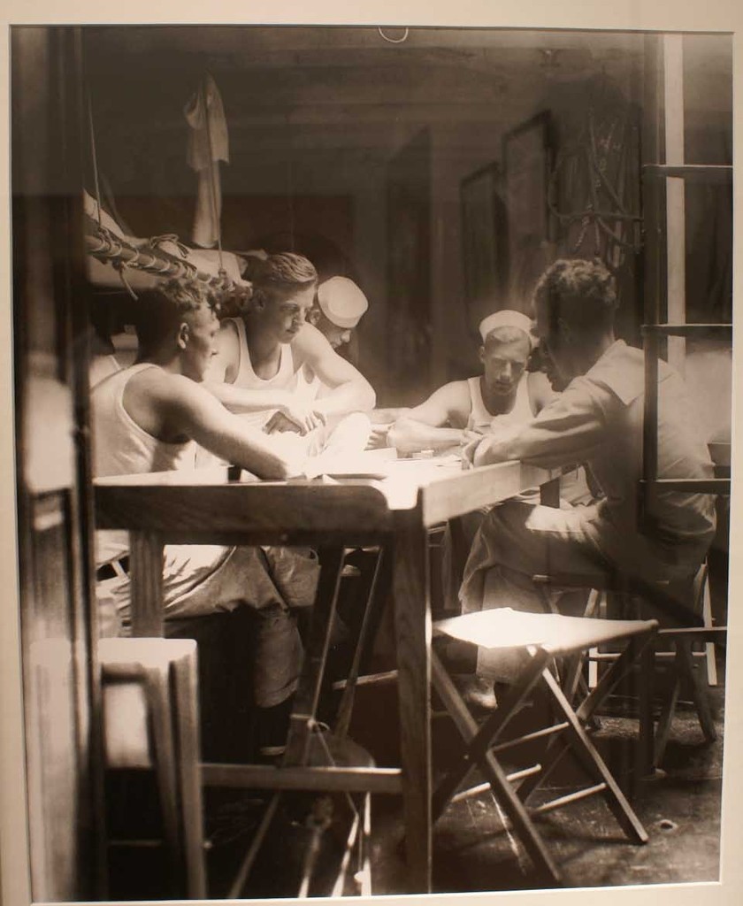 Edwin Levick: America’s Cup 1934 - the interior of rainbow, crew relaxing after the regatta. Louis Vuitton: Wind and Sails Exhibition © Richard Gladwell www.photosport.co.nz