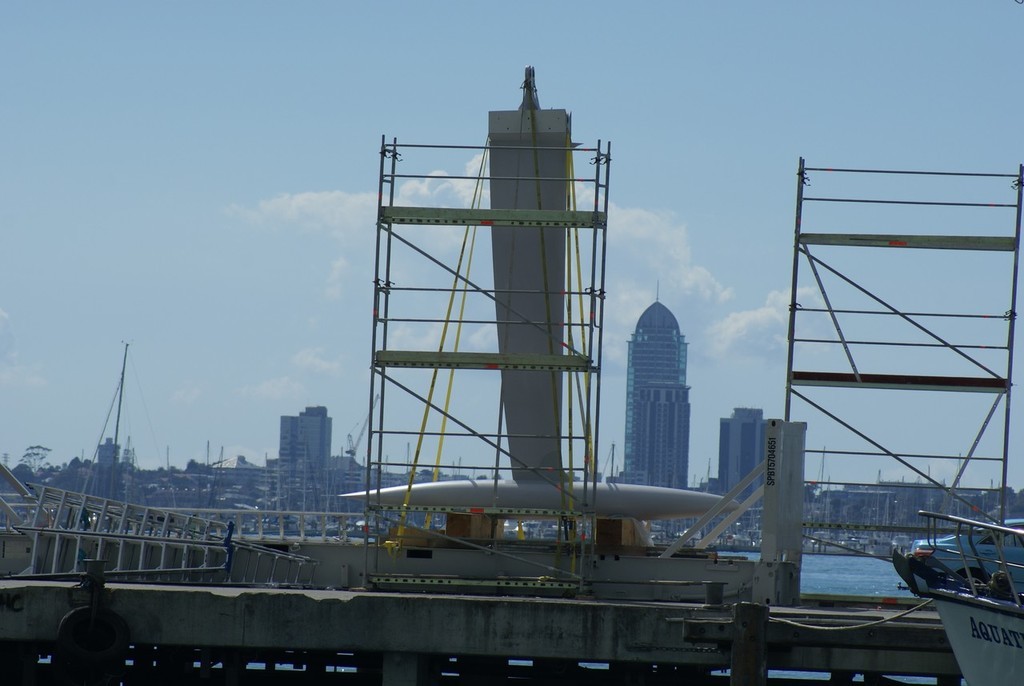 The keel in position late last week awaiting the Cookson built hull. © Richard Gladwell www.photosport.co.nz