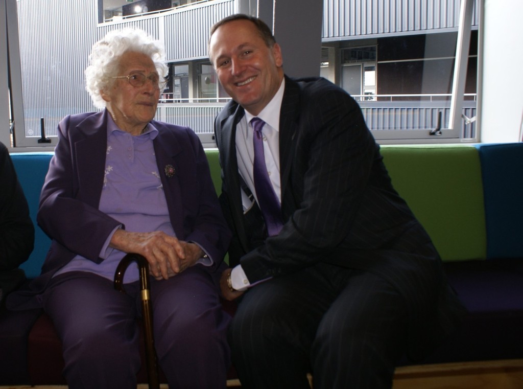 Prim Minister John Key chats with 104yr old Zella Roberts photo copyright Richard Gladwell www.photosport.co.nz taken at  and featuring the  class