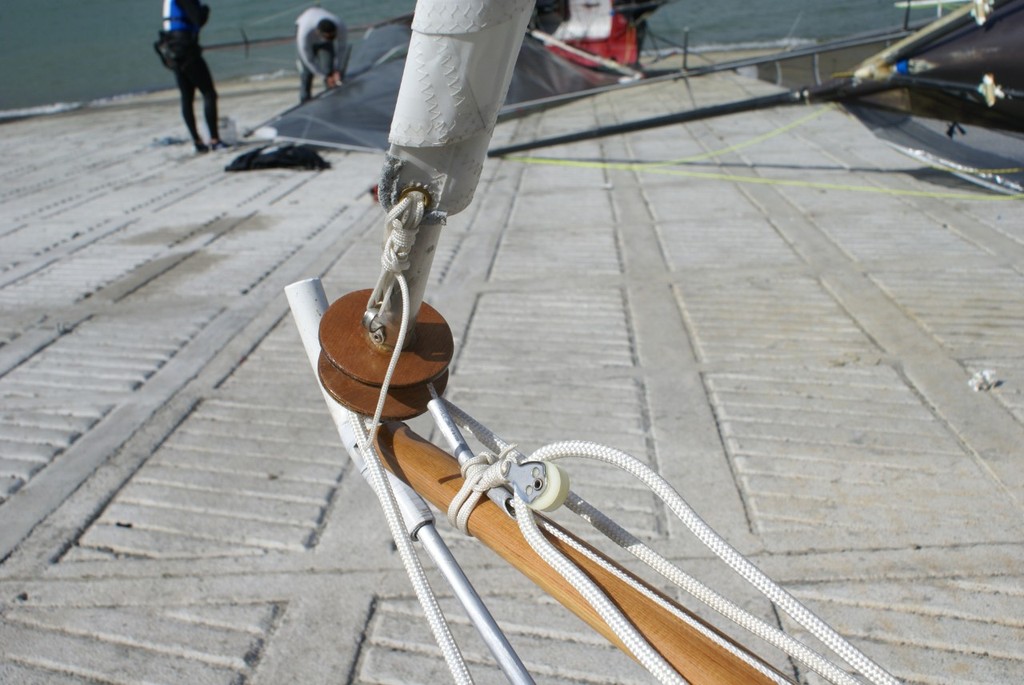 Bow sprit, solid forestay and jib furler - Nimble, designed by Des Townson, built by Robert Brooke © Richard Gladwell www.photosport.co.nz