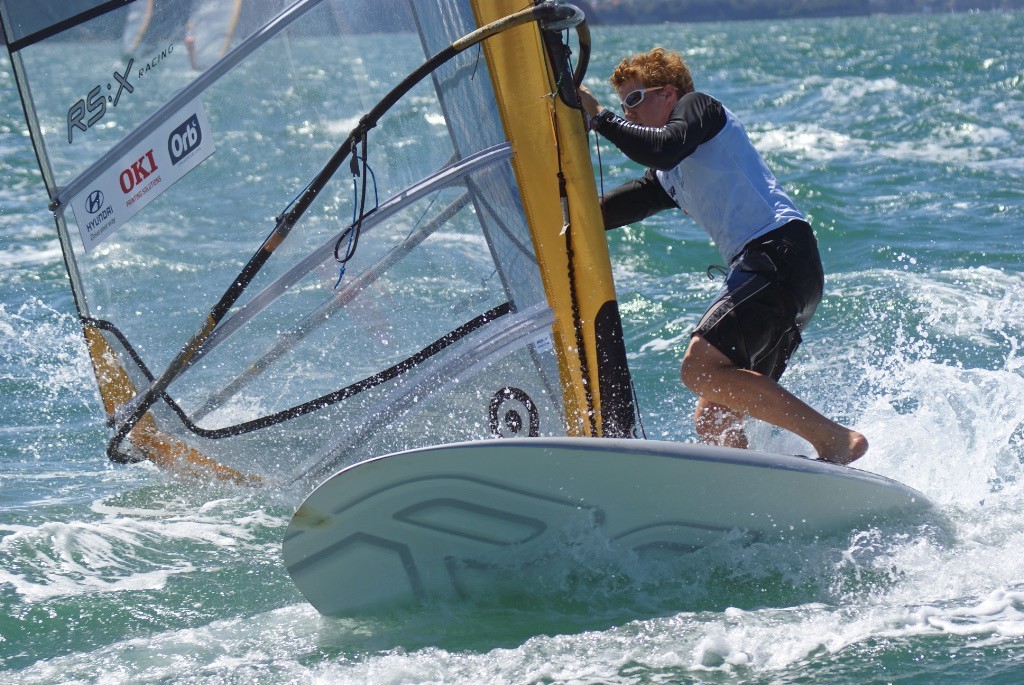 Carving into a gybe on Day 2 of the RS:X World Championships, Takapuna © Richard Gladwell www.photosport.co.nz