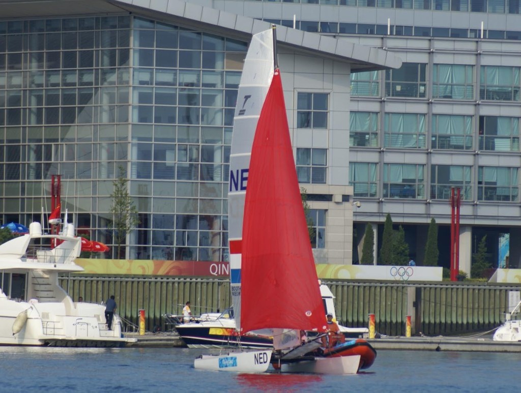 Netherlands set out with their Code Zero jib/spinnaker rigged. © Richard Gladwell www.photosport.co.nz