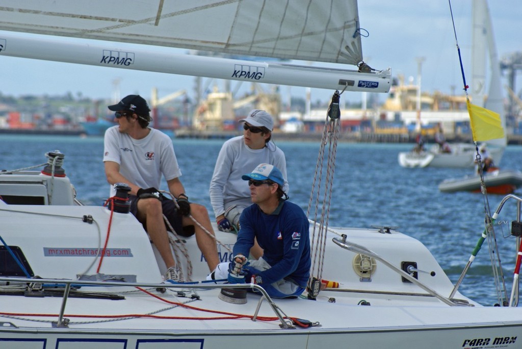 Adrian Short and crew, Ainlie’s opponent in this match play catch-up on Day 1 of the 2008 New Zealand Match Racing Championships © Richard Gladwell www.photosport.co.nz