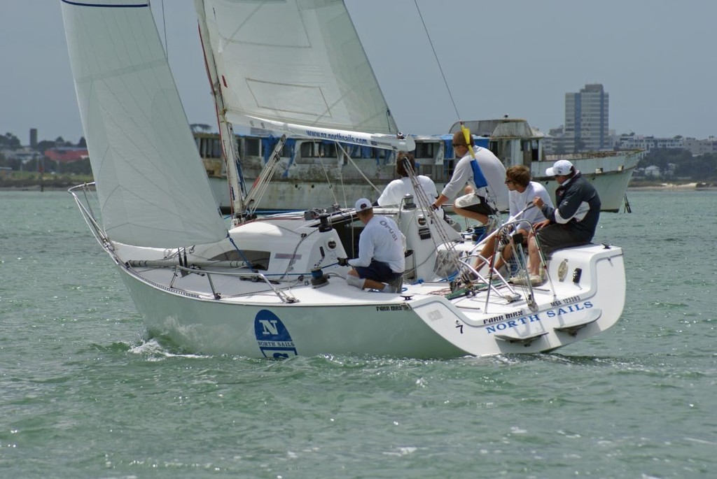 Rod Davis is all concentration on Day 1 of the 2008 New Zealand Match Racing Championships © Richard Gladwell www.photosport.co.nz