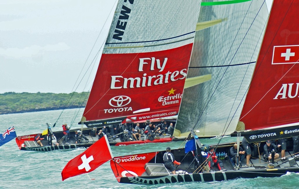 keeping a close eye on Emirates Team NZ to weather - Louis Vuitton Pacific Series- Final photo copyright Richard Gladwell www.photosport.co.nz taken at  and featuring the  class