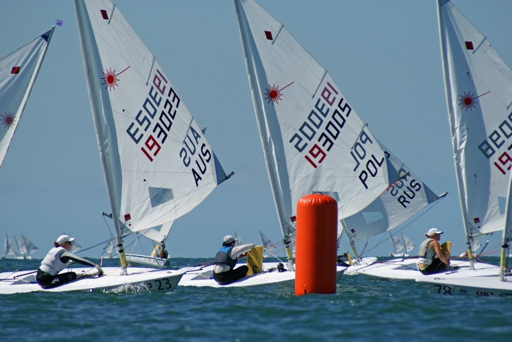 Rounding the leeward gate Day 3 - Womens Laser Radial Worlds © Richard Gladwell www.photosport.co.nz