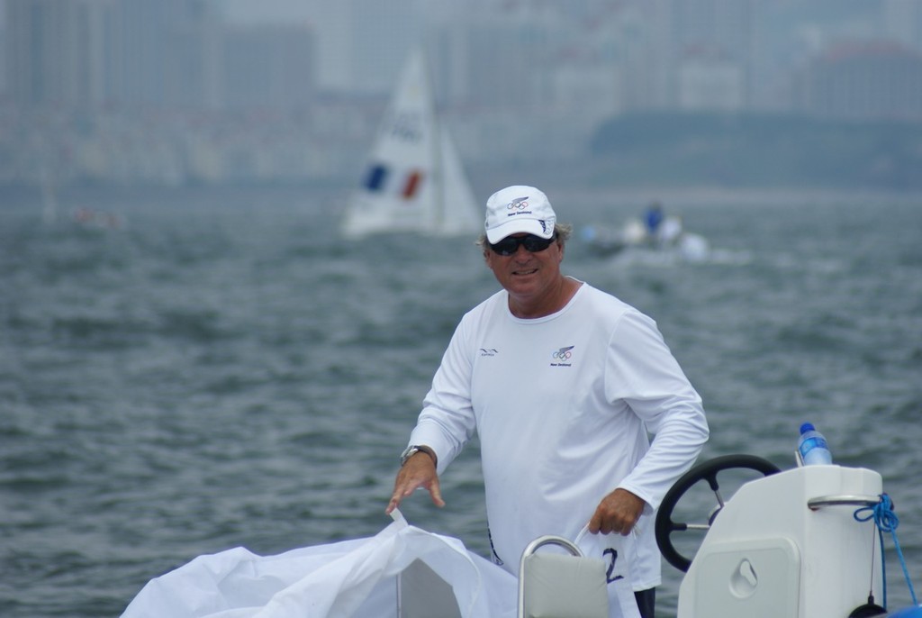 Rod Davis on the job with the New Zealand Olympic Team in Qingdao photo copyright Richard Gladwell www.photosport.co.nz taken at  and featuring the  class