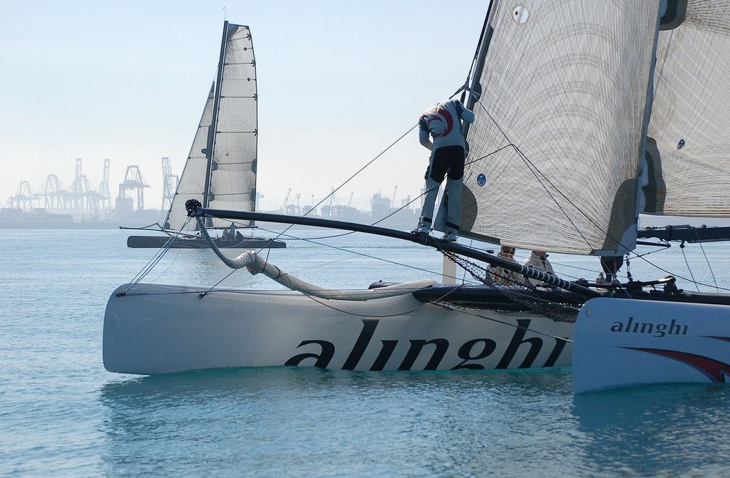Alinghi training in their Extreme 40 multihulls in 2008 © George Johns/Alinghi www.alinghi.com