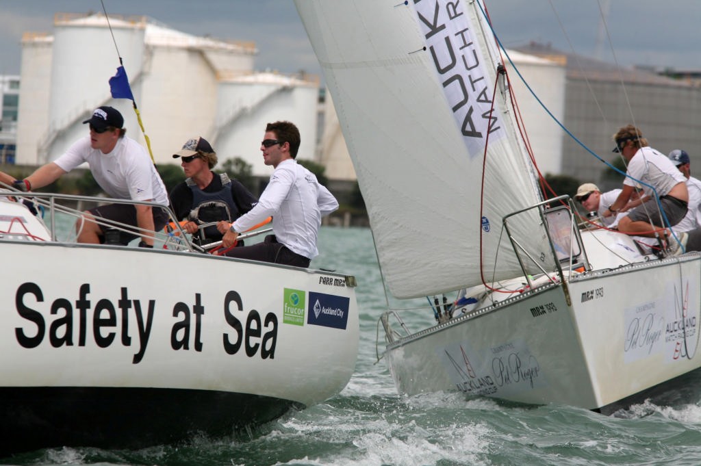 Adam Minoprio wins through to the semi-finals of the Auckland Matchracing Cup photo copyright Ivor Wilkins/Offshore Images http://www.offshoreimages.com/ taken at  and featuring the  class