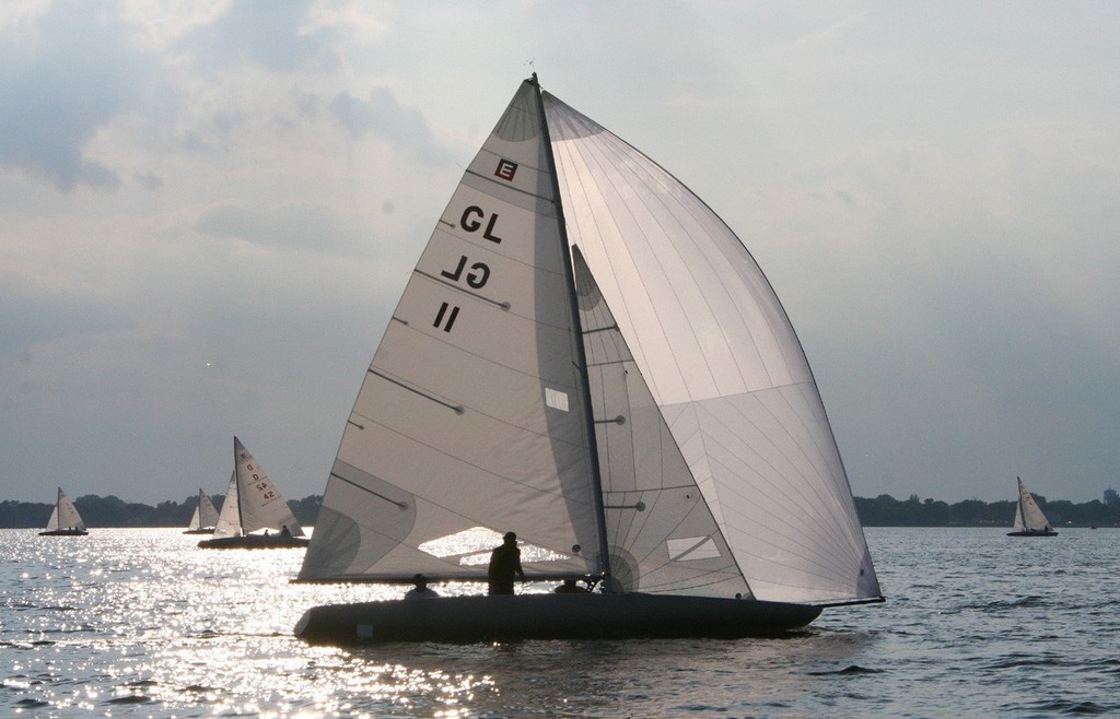 E-scow round the mark and gone 8393 - 2009 E Scow Nationals hosted by the Oshkosh Yacht Club photo copyright Tammy L Sawyer http://www.tammysawyer.com taken at  and featuring the  class