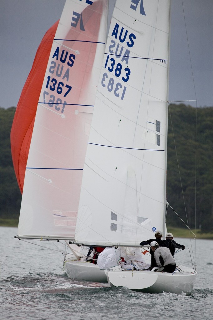 Race 3, John Bertrand close behind Rob Bird on Chill Pill - Etchells Lake Macquarie Spring Regatta © Kylie Wilson Positive Image - copyright http://www.positiveimage.com.au/etchells