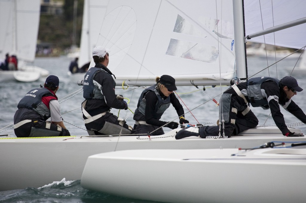 New Zealand boat, Velsheda, Alastair Gair, Dave Ridley, Derek Scott & Anna Alfluite - Etchells Lake Macquarie Spring Regatta © Kylie Wilson Positive Image - copyright http://www.positiveimage.com.au/etchells