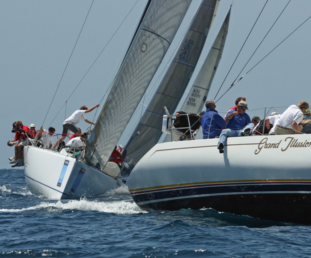 Grand Illusion leads Morning Light team around the windward mark. - First Team Regatta for the Hoag Cup-Day 1  © Rich Roberts http://www.UnderTheSunPhotos.com