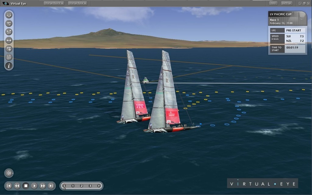 80 seconds before the start of the Louis Vuitton Pacific Series Trophy - Race 1, Emirates team NZ has Alinghi well under control photo copyright ARL Media http://www.arl.co.nz/ taken at  and featuring the  class