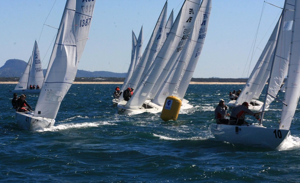 Fleet at the mark off Mooloolaba Beach. 2010 Musto Etchells Australasian Winter Championship photo copyright 2010 Musto Etchells Australasian Winter Championship taken at  and featuring the  class