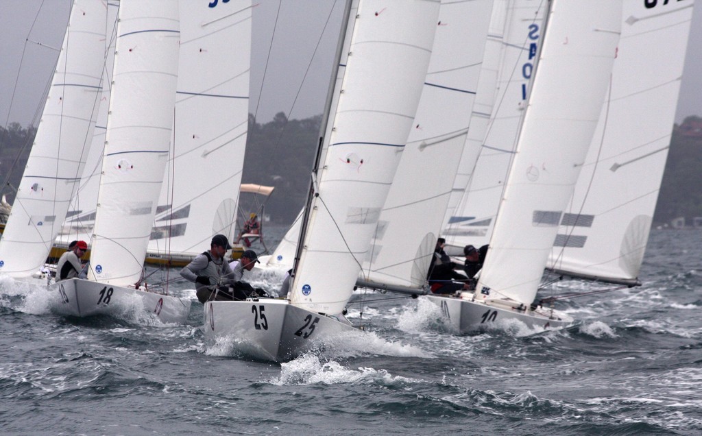 Fleet under overcast skies - Murphy & Nye 2010 Etchells Australian Championship  
 photo copyright Sail-World.com /AUS http://www.sail-world.com taken at  and featuring the  class