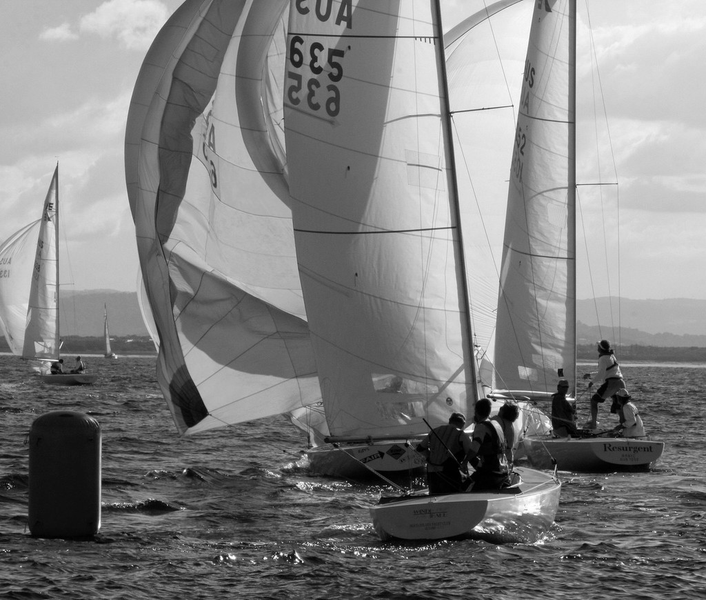 Fruit Cake (David Biggar) foreground with Resurgent (John Sheehan) background - Musto Etchells Australian Winter Championship 2009 photo copyright Sail-World.com /AUS http://www.sail-world.com taken at  and featuring the  class