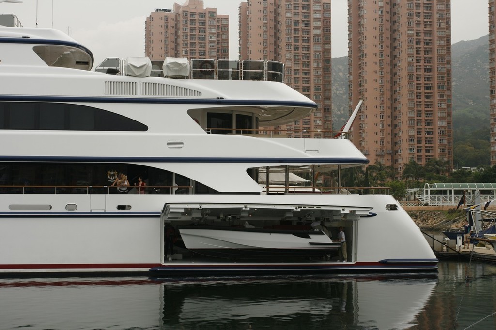 Ambrosia’s tender garage, Gold Coast Boat Show 2008, Hong Kong © Guy Nowell http://www.guynowell.com